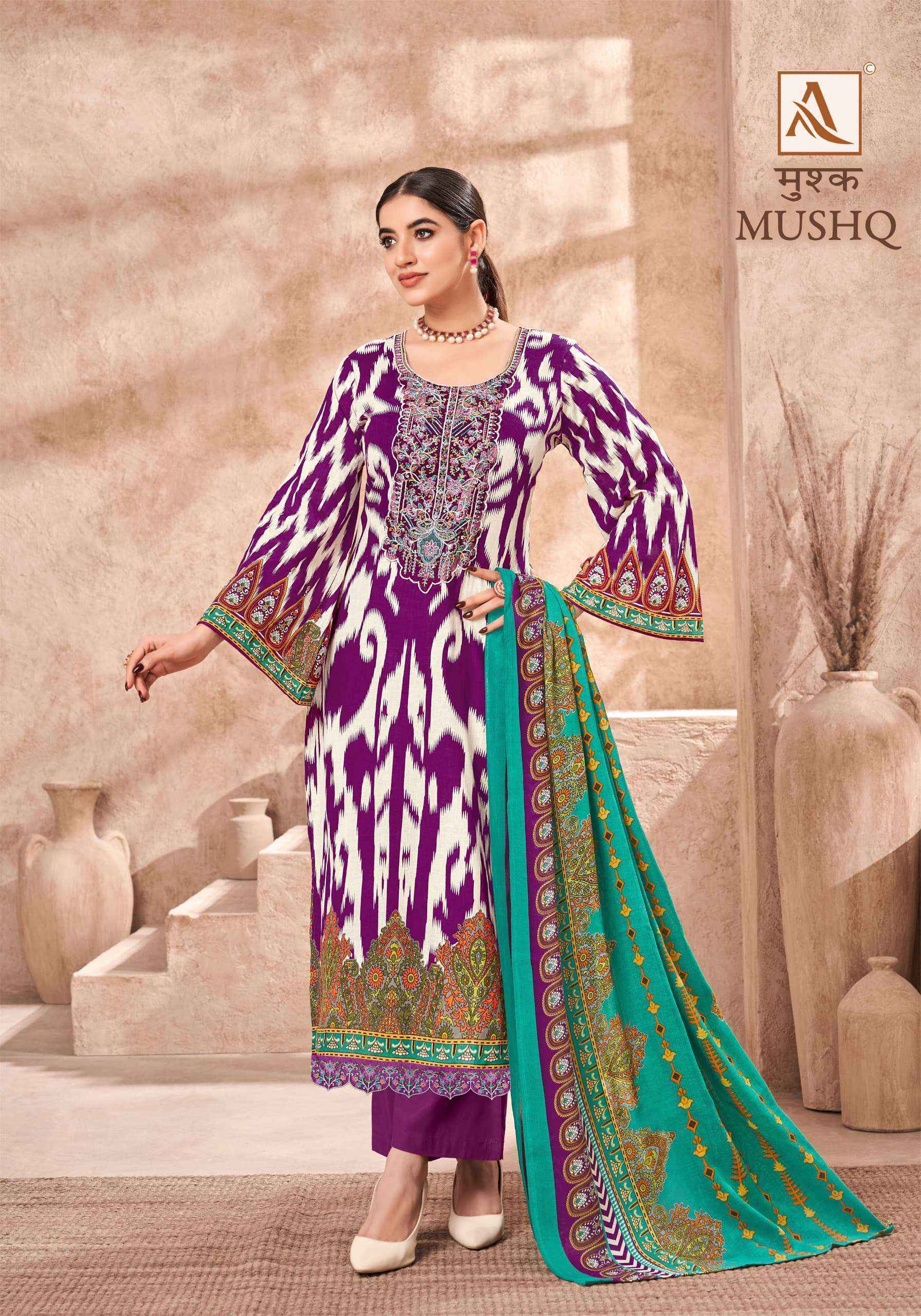 Alok Mushq Cambric Cotton Dress Material 8 pcs Catalogue