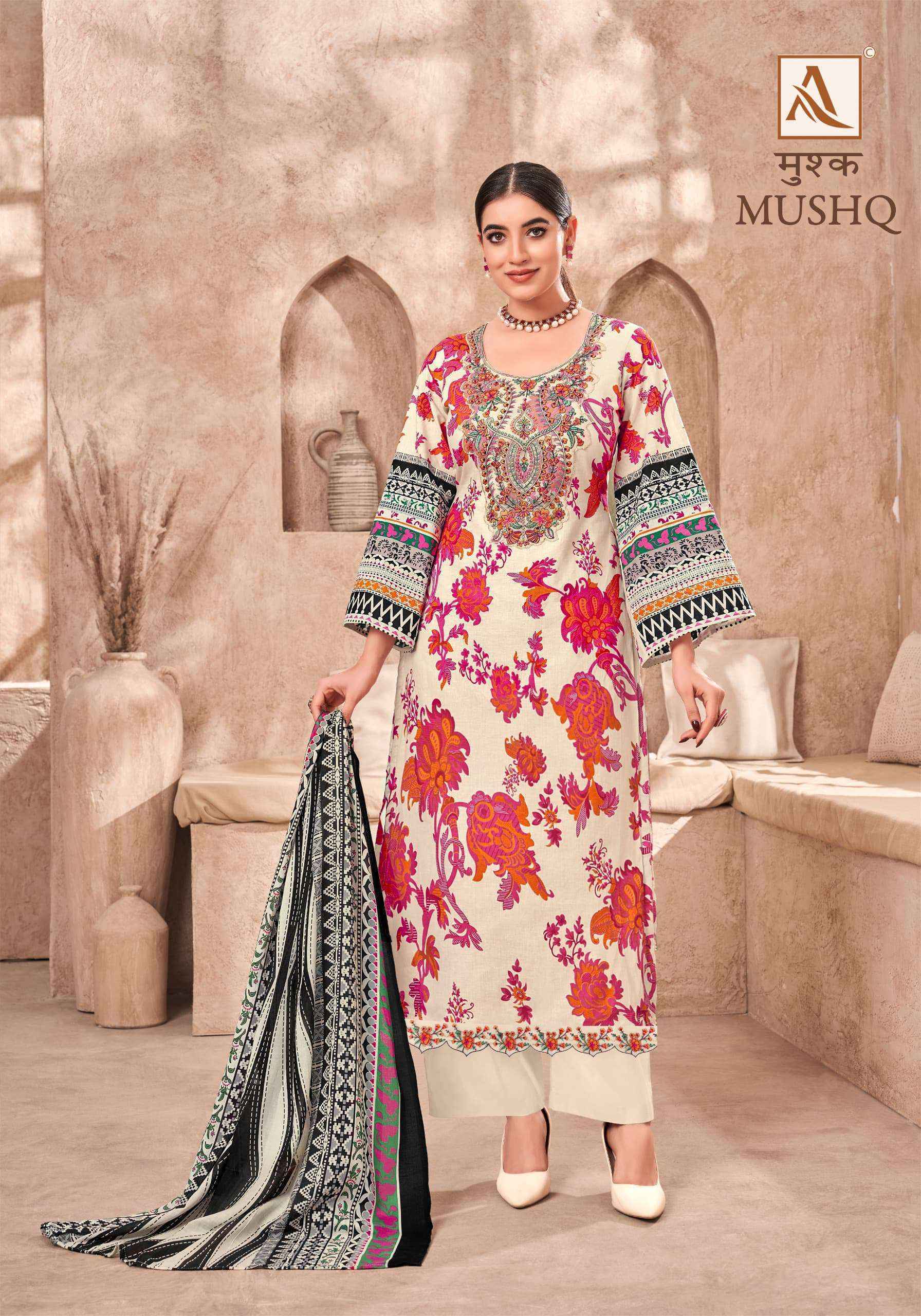 Alok Mushq Cambric Cotton Dress Material 8 pcs Catalogue