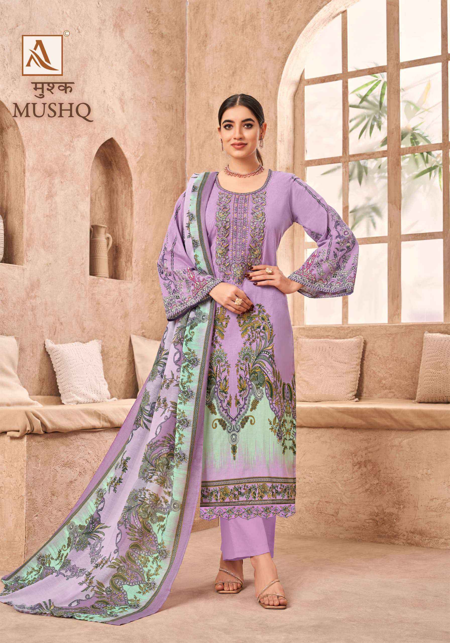 Alok Mushq Cambric Cotton Dress Material 8 pcs Catalogue