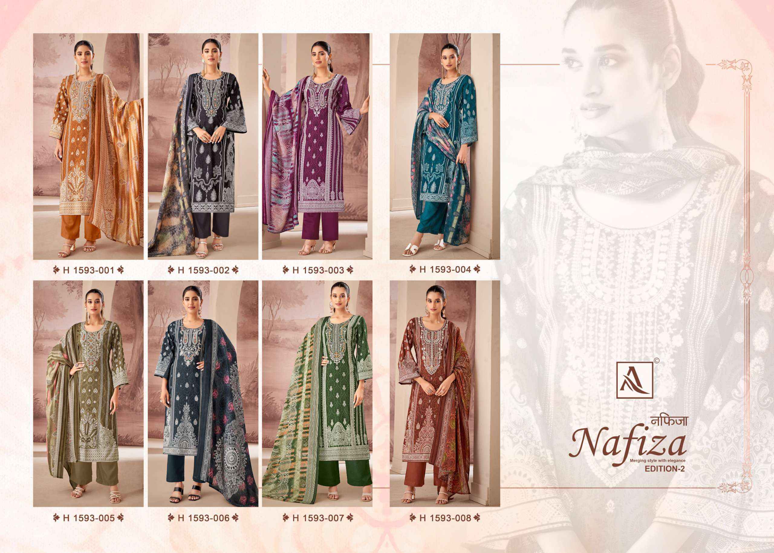 Alok Nafiza Editon 2 Cambric Cotton Dress Material 8 pcs Catalogue