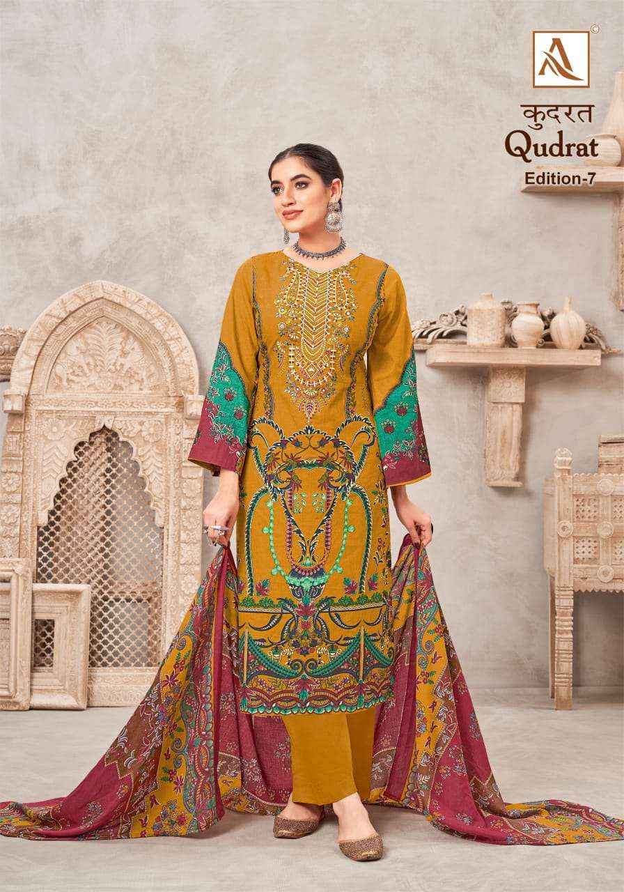 Alok Qudrat Edition 7 Cambric Cotton Dress Material 8 pcs Catalogue