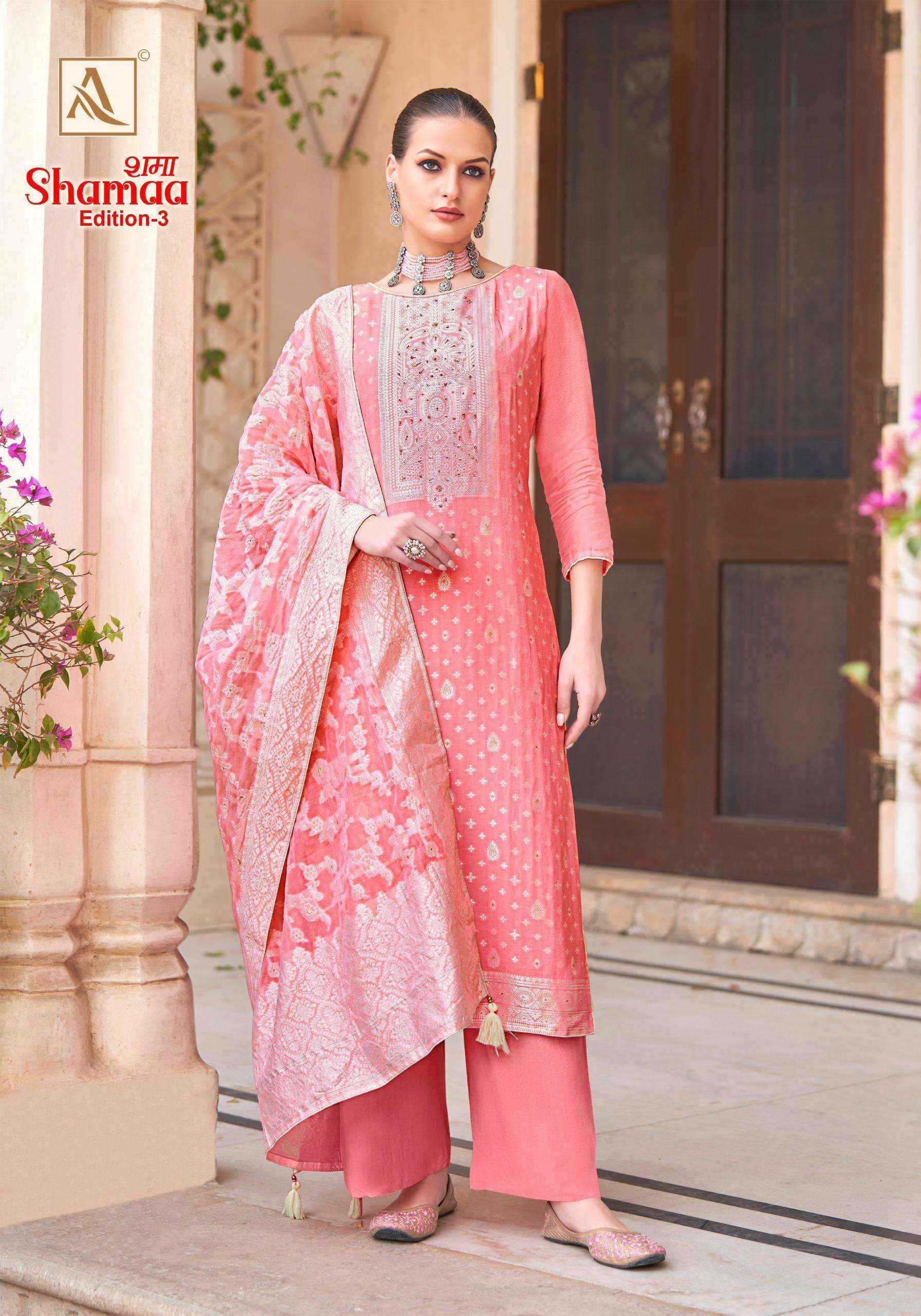 Alok Shamaa Edition 3 Viscose Jacquard Dress Material 6 pcs Catalogue