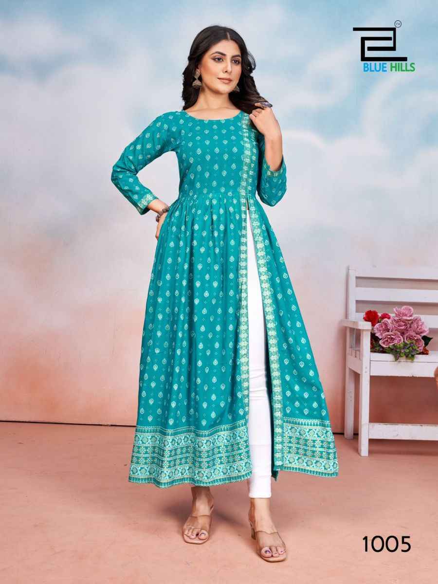 Blue Hills Tauba Tauba Rayon Kurti 6 pcs Catalogue