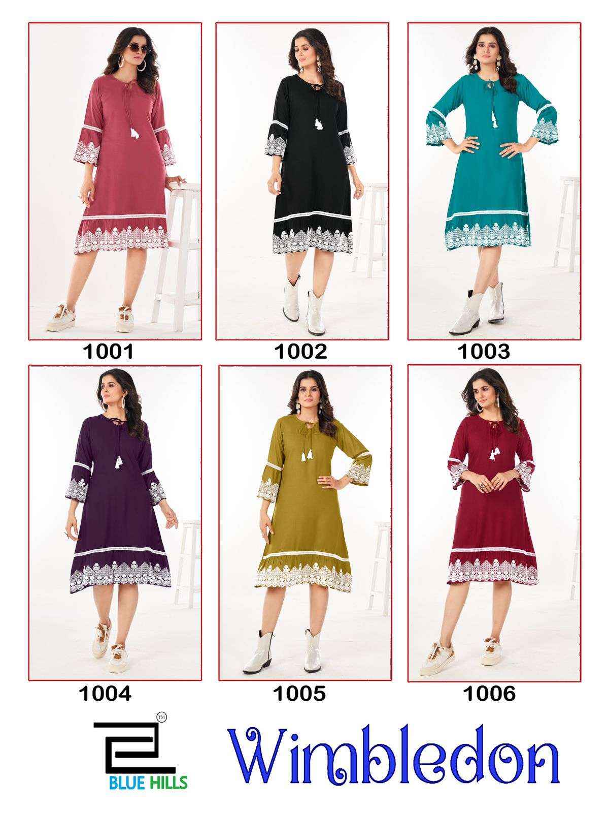 Blue Hills Wimbledon Rayon Kurti 6 pcs Catalogue