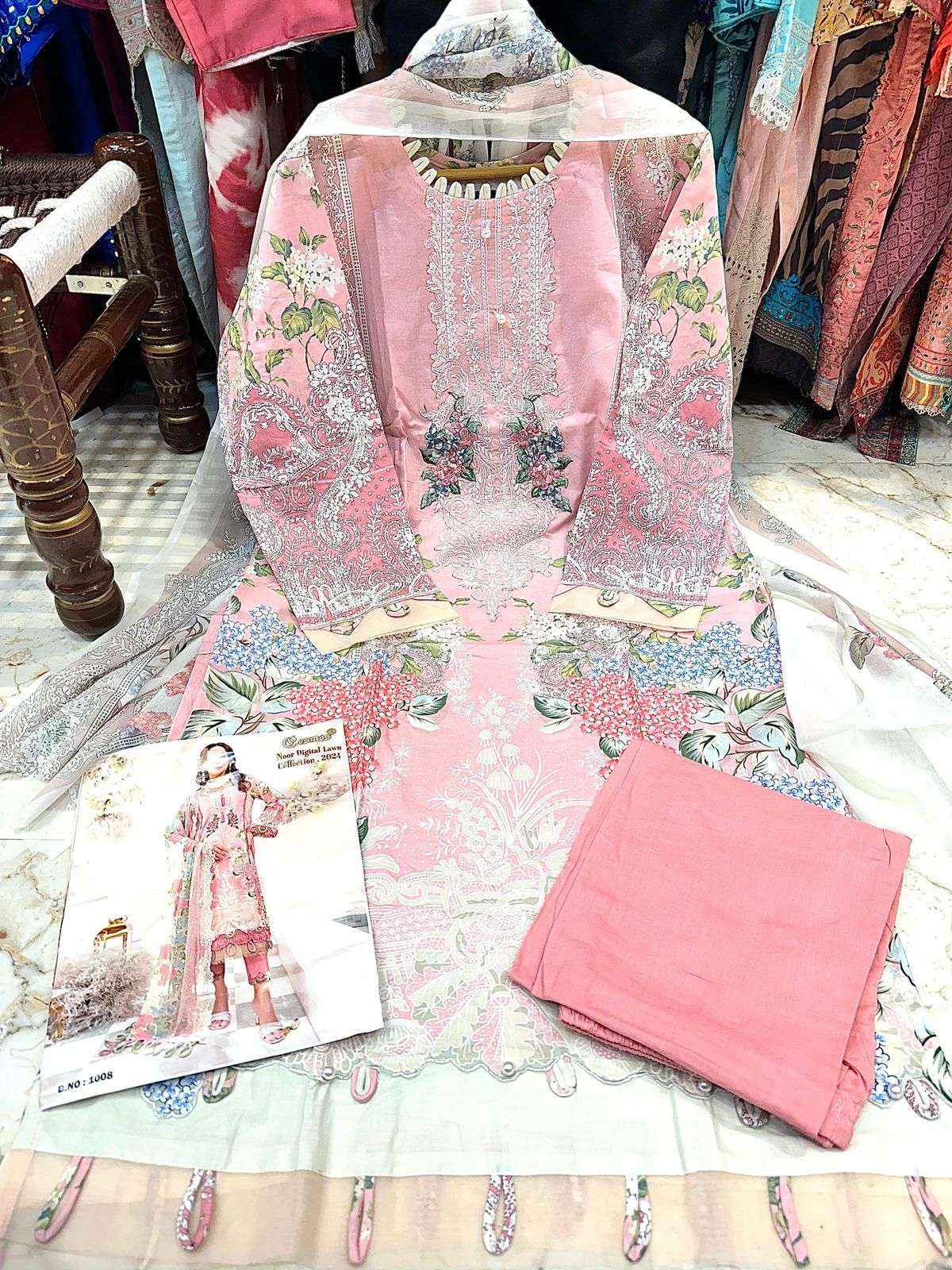 Cosmos Noor Digital Lawn Collection 24 Readymade Cotton Dress 8 pcs Catalogue