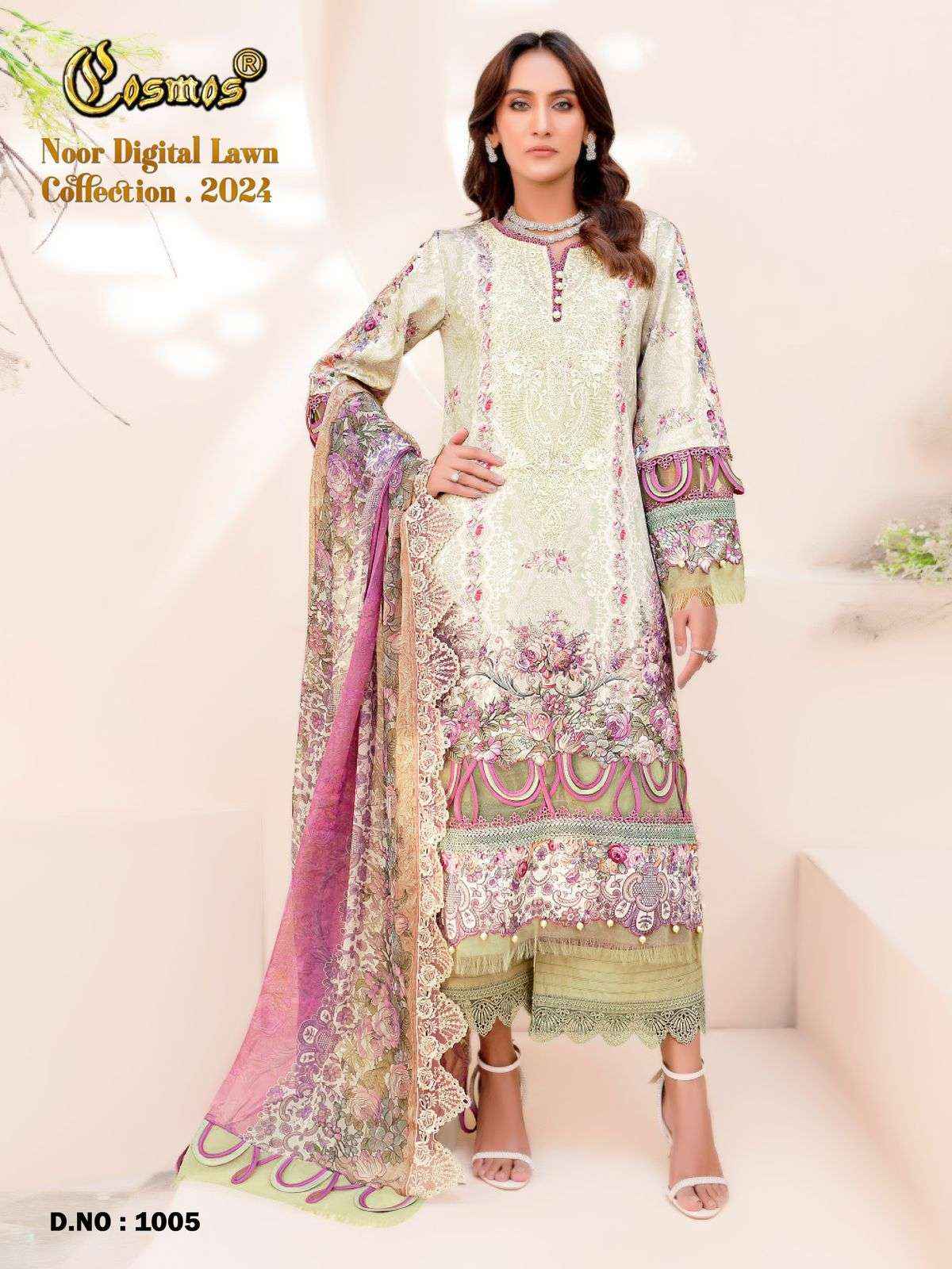 Cosmos Noor Digital Lawn Collection 24 Readymade Cotton Dress 8 pcs Catalogue