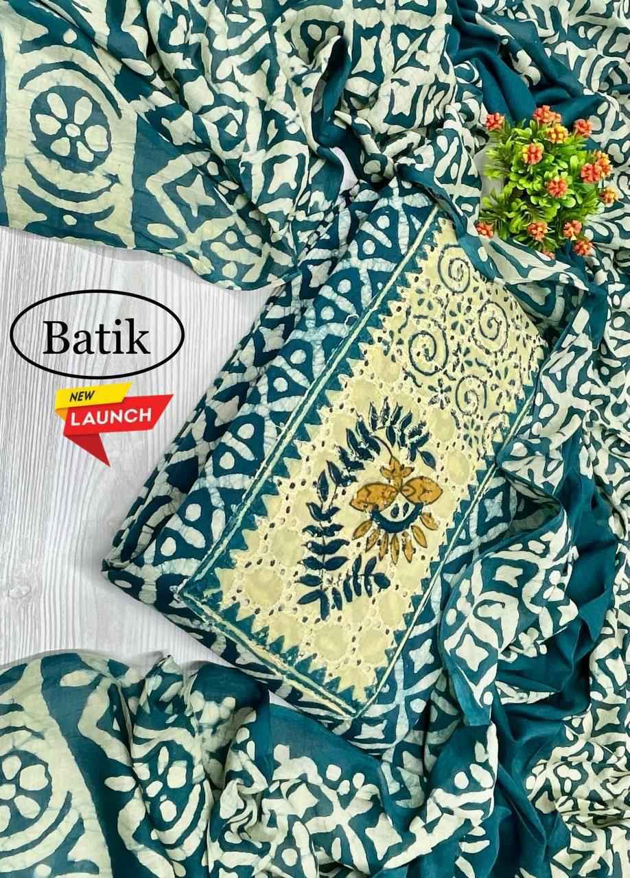 Cotton Batik Non Catalog Dress Material 4 Pc Catalog