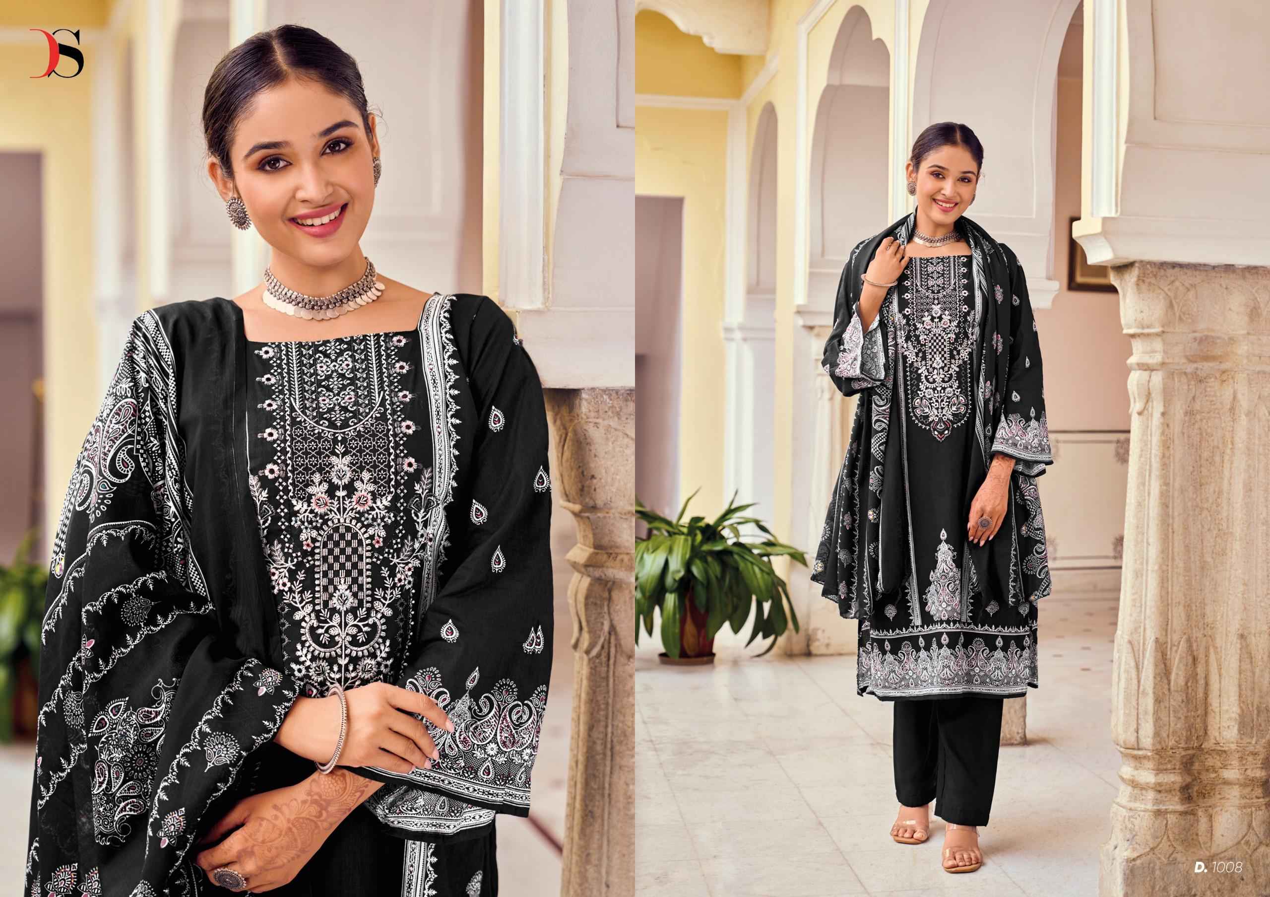 Deepsy Black Beauty Cotton Dress Material 8 pcs Catalogue