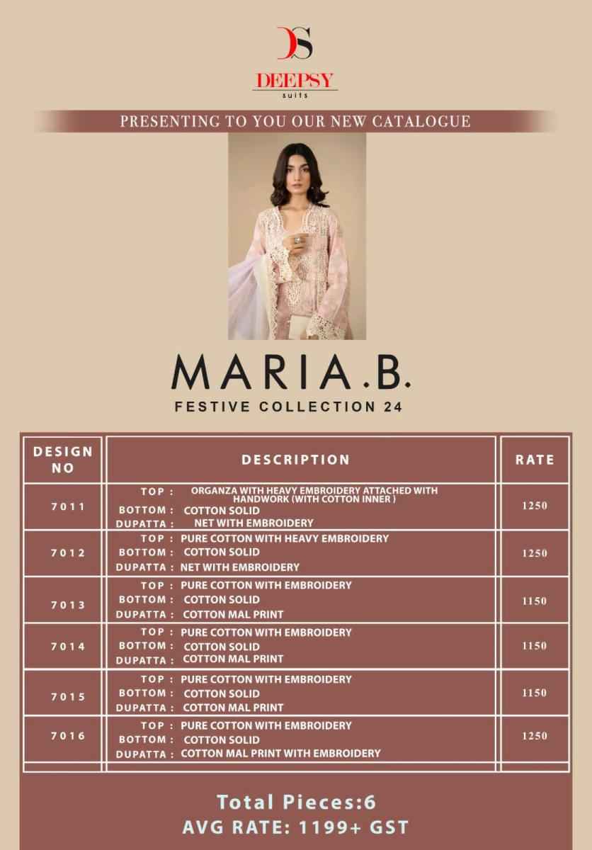 Deepsy Maria B Festive Collection 24 Cotton Dress Material 6 pcs Catalogue