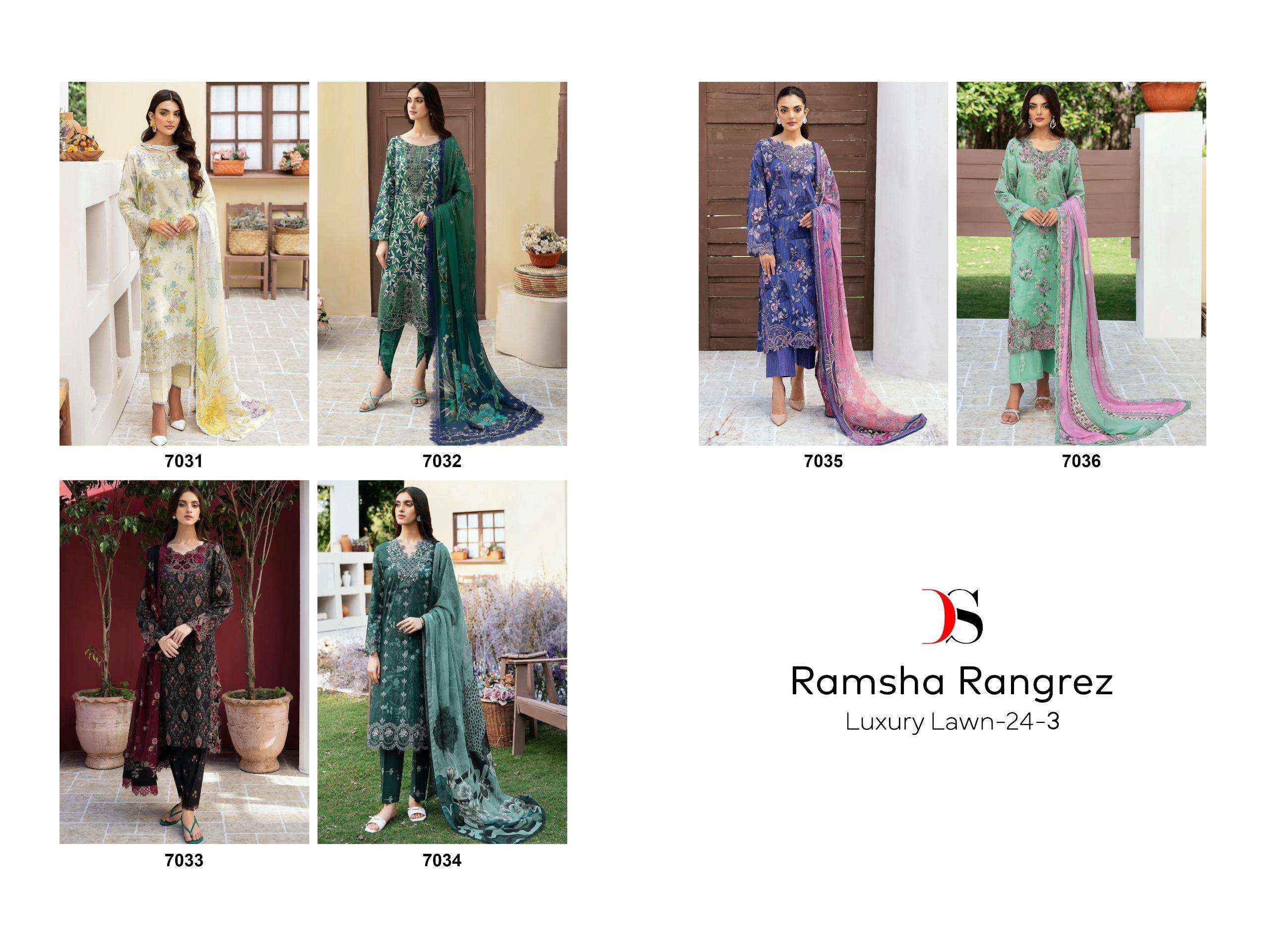 Deepsy Ramsha Rangrez Luxury Lawn 24-3 Cotton Dress Material 6 pcs Catalogue