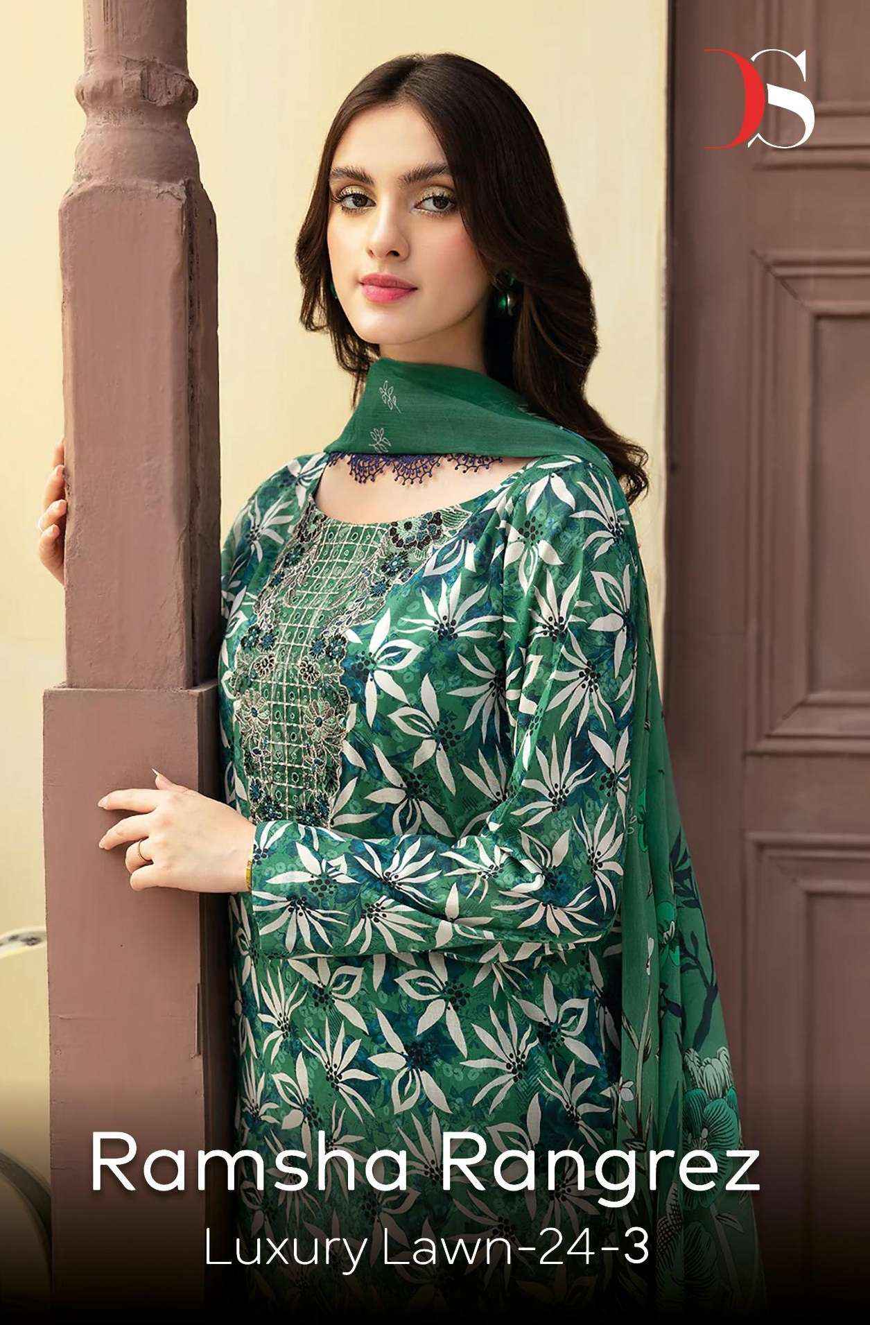 Deepsy Ramsha Rangrez Luxury Lawn 24-3 Cotton Dress Material 6 pcs Catalogue