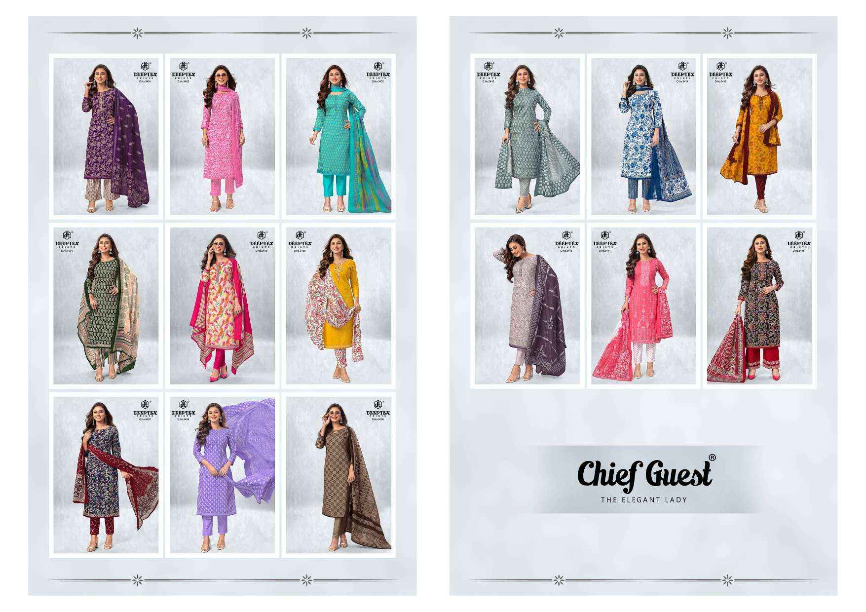 Deeptex Chief Guest Vol 34 Cotton Dress Material 15 pcs Catalogue