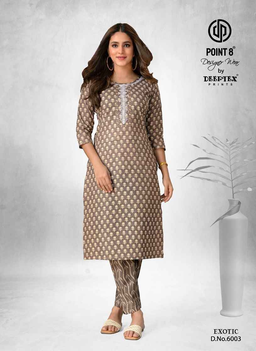 Deeptex Exotic Vol-6 Cotton Kurti With Pant 8 pcs Catalogue