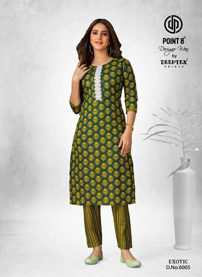 Deeptex Exotic Vol-6 Cotton Kurti With Pant 8 pcs Catalogue