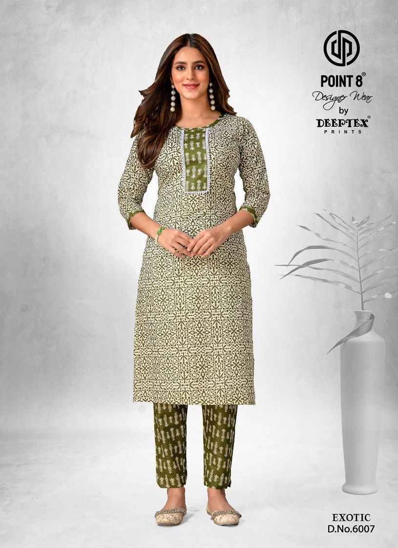 Deeptex Exotic Vol-6 Cotton Kurti With Pant 8 pcs Catalogue