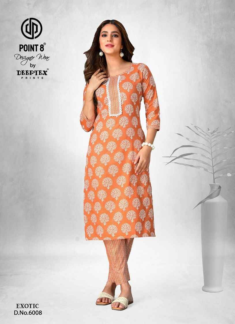 Deeptex Exotic Vol-6 Cotton Kurti With Pant 8 pcs Catalogue