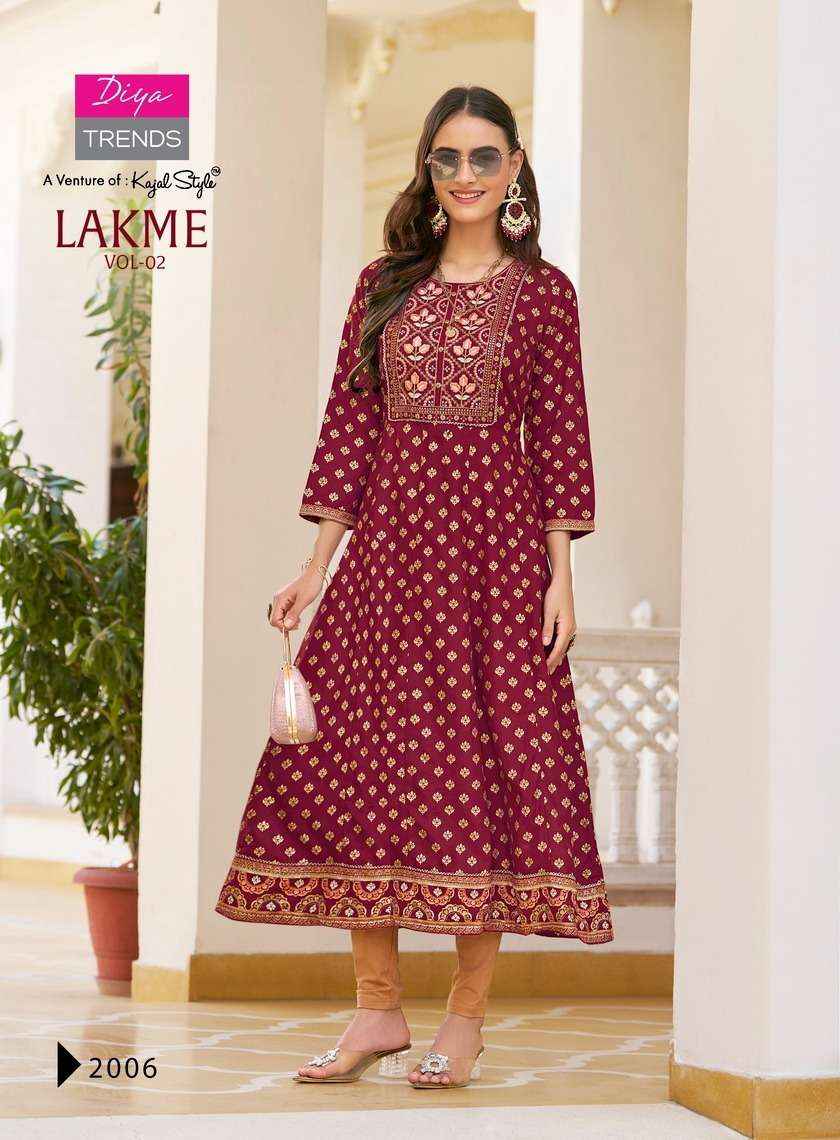Diya Trends Lakme Vol 2 Rayon Kurti 8 pcs Catalogue