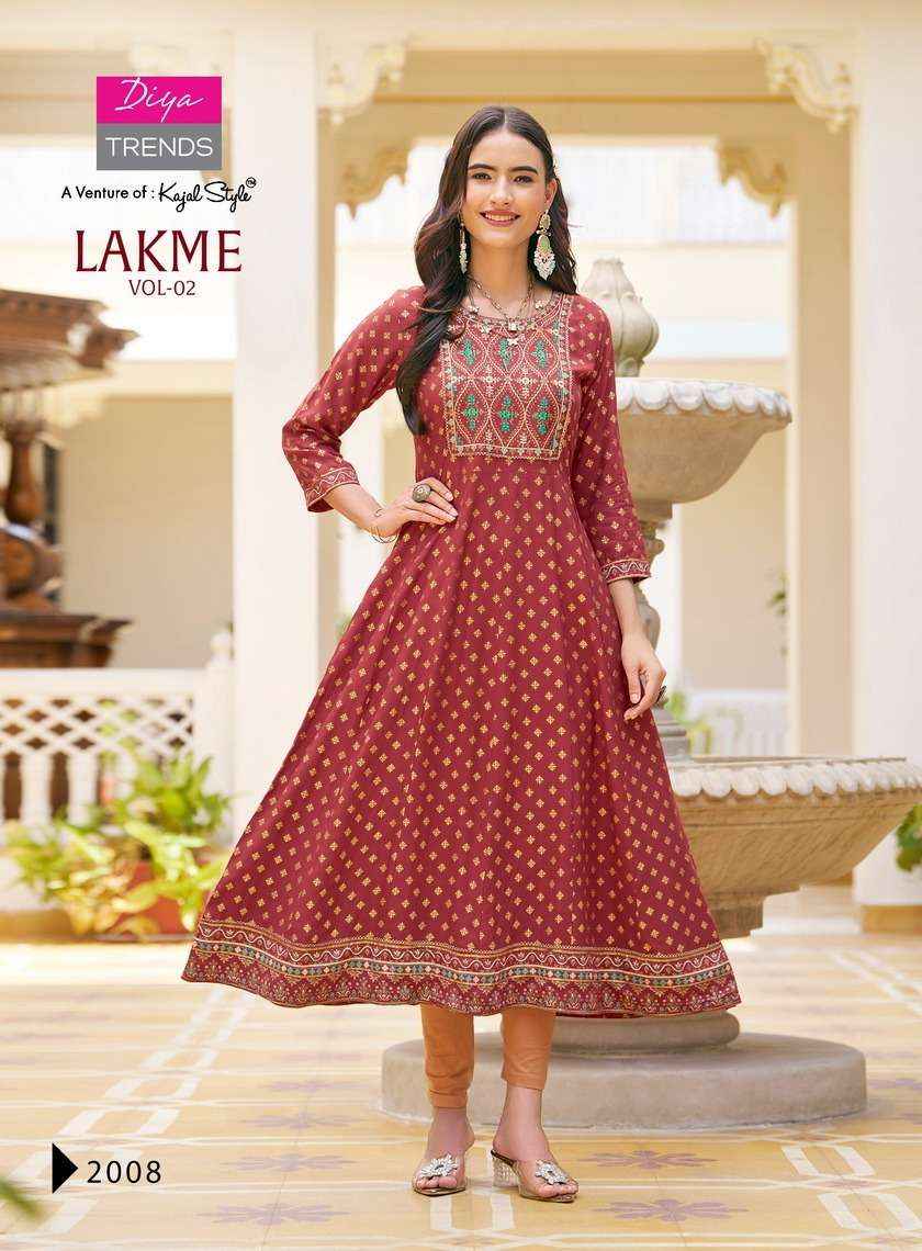 Diya Trends Lakme Vol 2 Rayon Kurti 8 pcs Catalogue