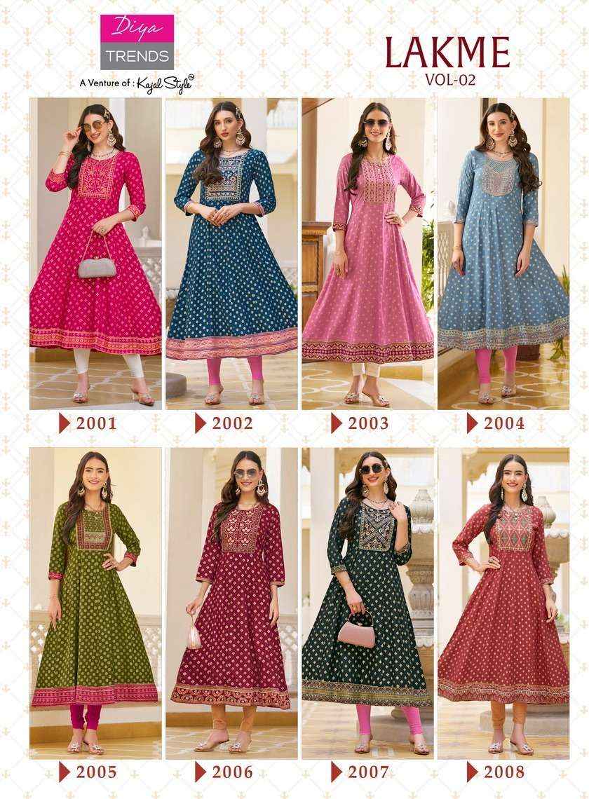 Diya Trends Lakme Vol 2 Rayon Kurti 8 pcs Catalogue
