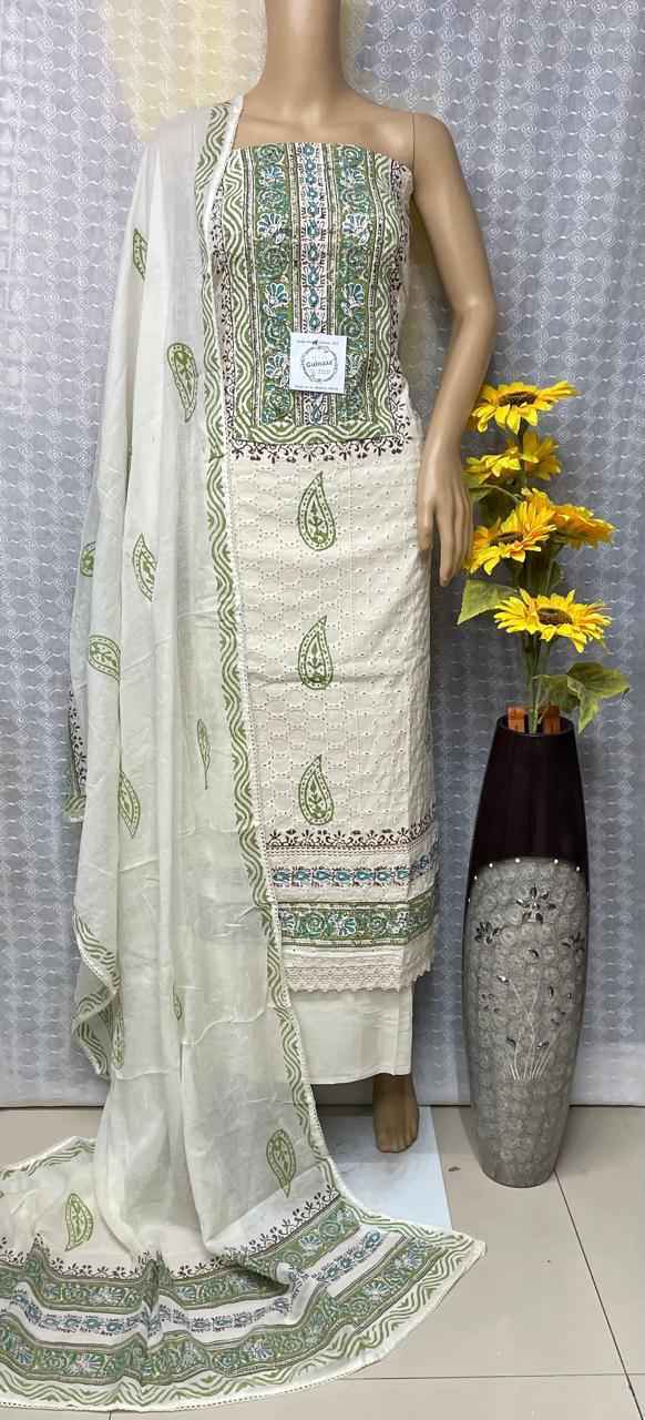 Hakoba Work Cotton Top Non Catalog Cotton Dress Material 4 Pc Catalog