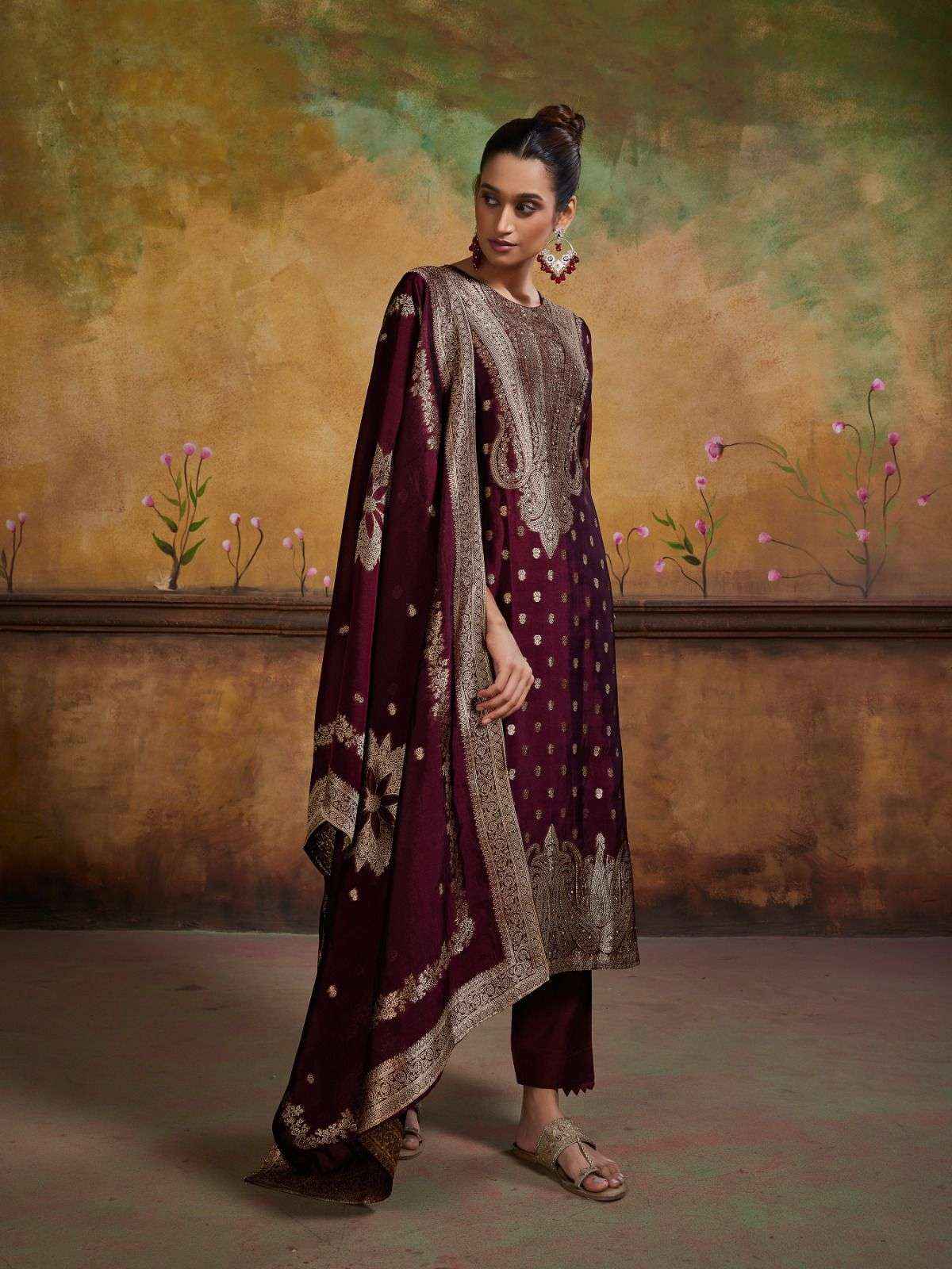 Ibiza Mayra Silk Jacquard Dress Material 4 pcs Catalogue