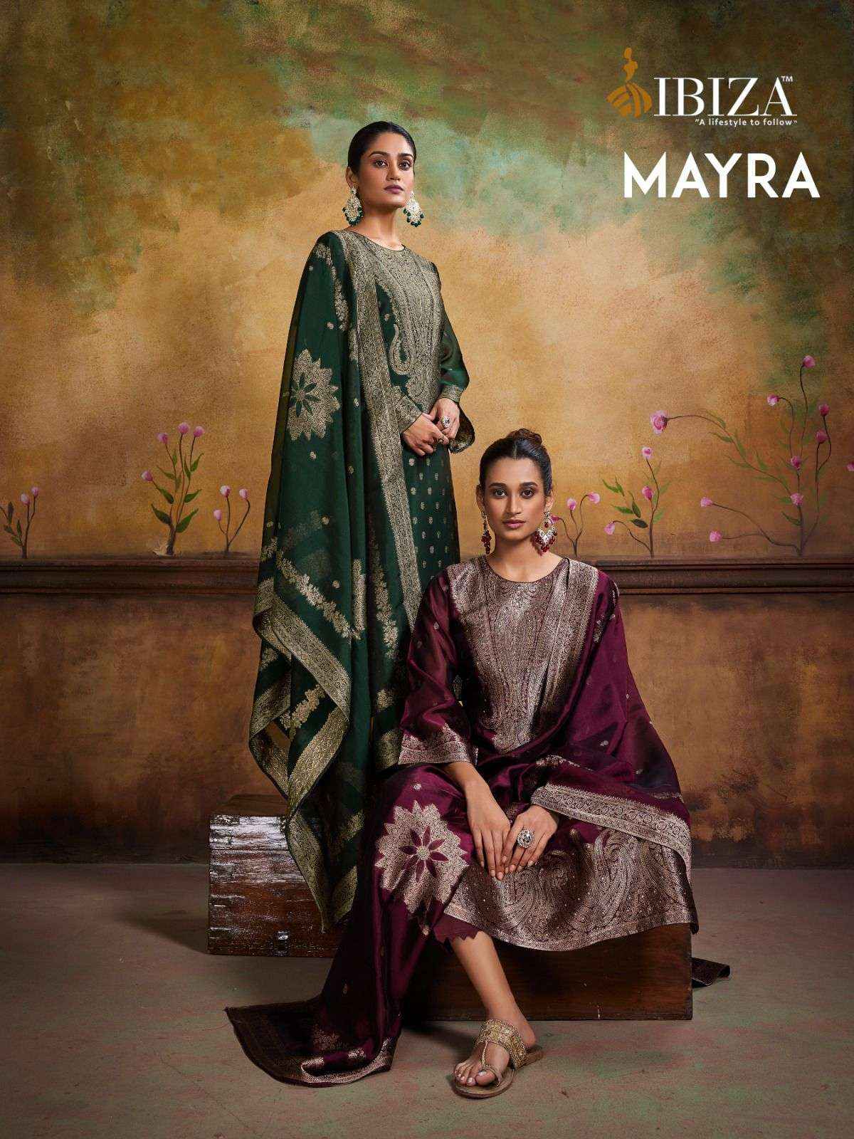 Ibiza Mayra Silk Jacquard Dress Material 4 pcs Catalogue
