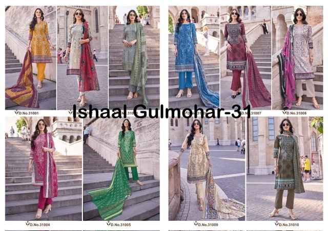 Ishaal Prints Gulmohar Vol 31 Lawn Dress Material 10 Pc Catalouge