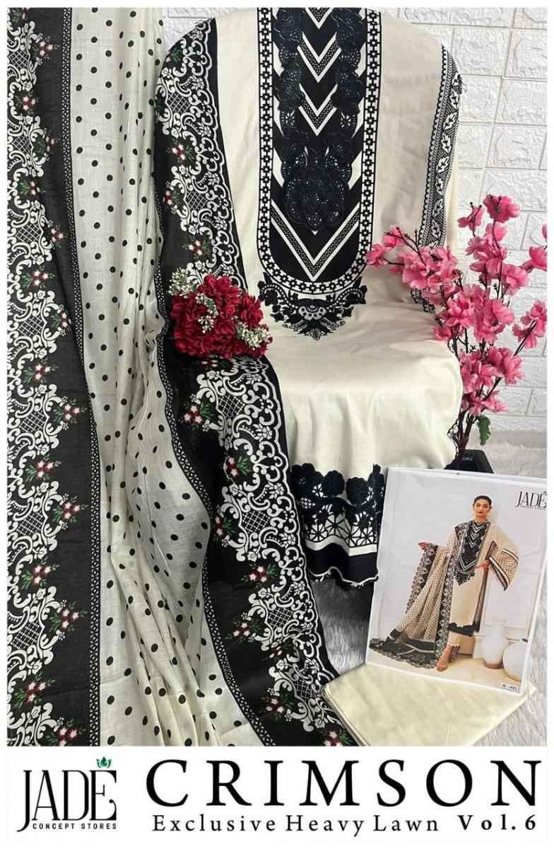 Jade Crimson Exclusive Heavy Lawn Collection Vol 6 Lawn Cotton Dress Material 6 pc Cataloge