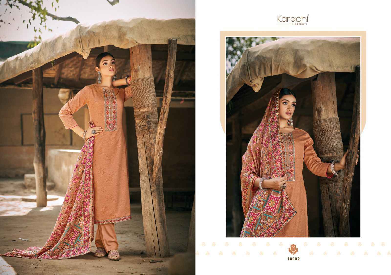 Karachi Prints Patola Viscose Dress Material 6 pcs Catalogue