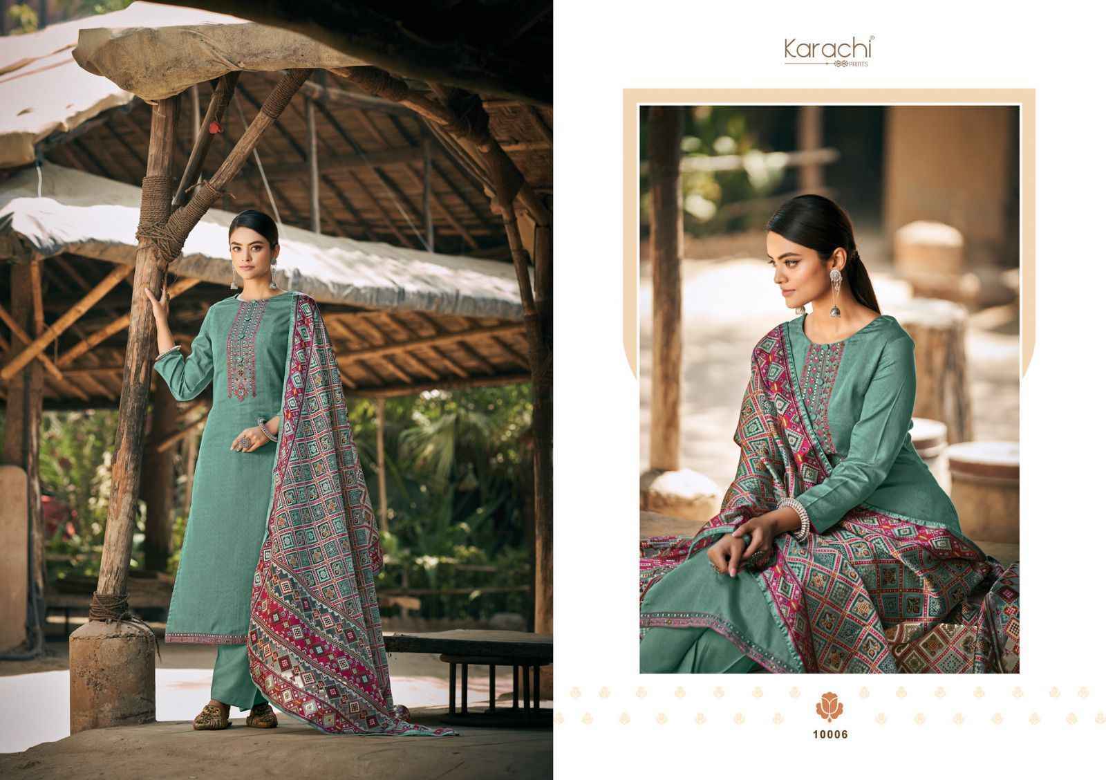Karachi Prints Patola Viscose Dress Material 6 pcs Catalogue