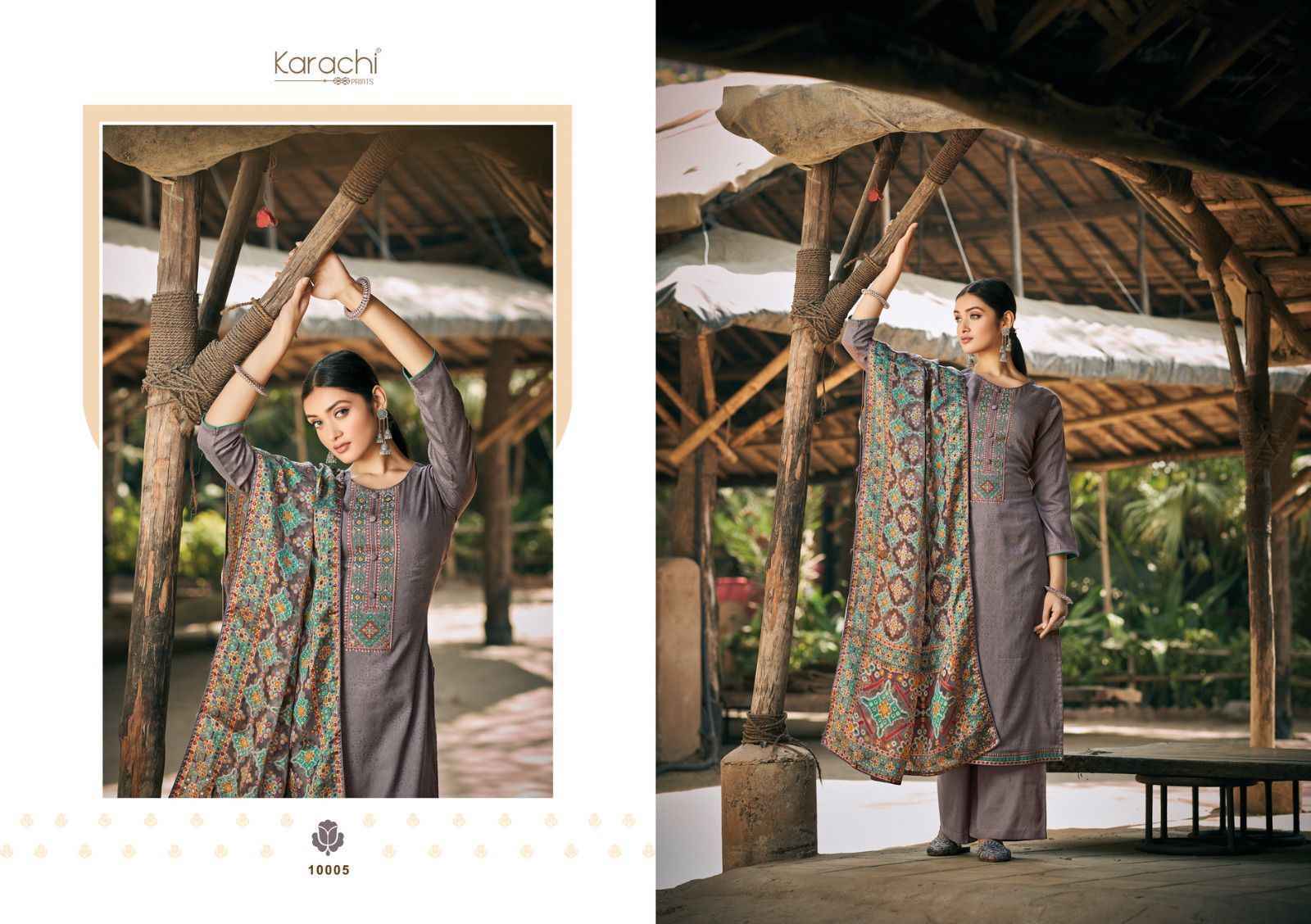 Karachi Prints Patola Viscose Dress Material 6 pcs Catalogue