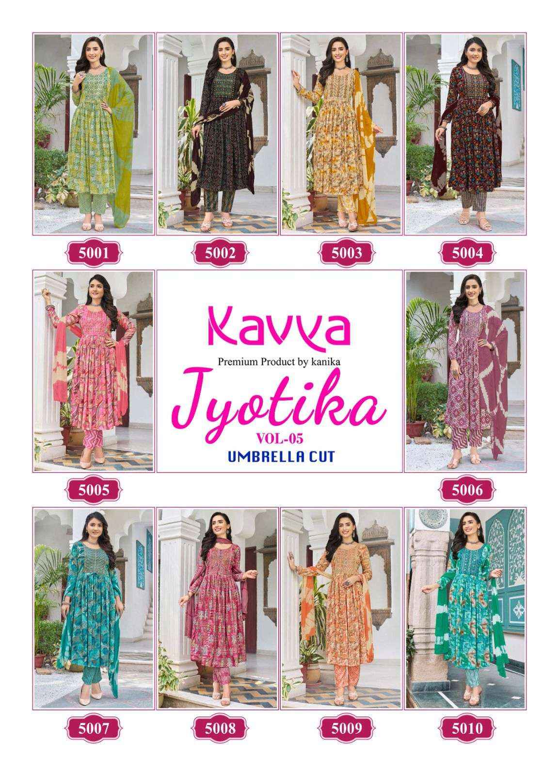 Kavya Jyotika Vol-5 Umbrella Cut Readymade Capsule Dress 10 pcs Catalogue