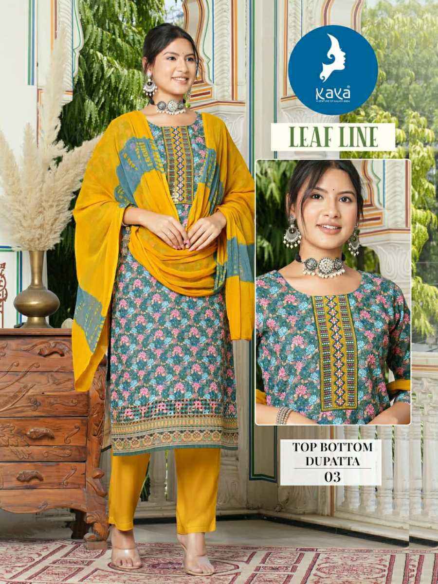 Kaya Leaf Line Cotton Chikan Kurti Combo 8 pcs Catalogue