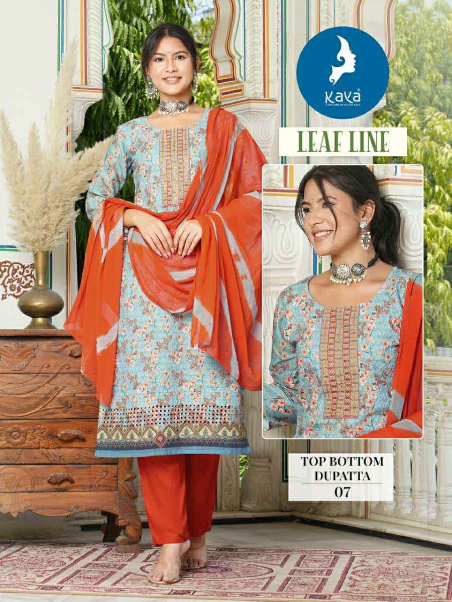 Kaya Leaf Line Cotton Chikan Kurti Combo 8 pcs Catalogue