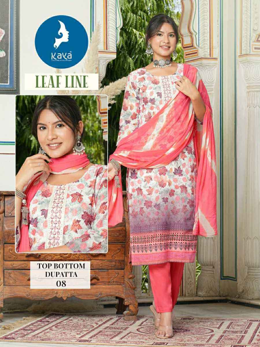 Kaya Leaf Line Cotton Chikan Kurti Combo 8 pcs Catalogue