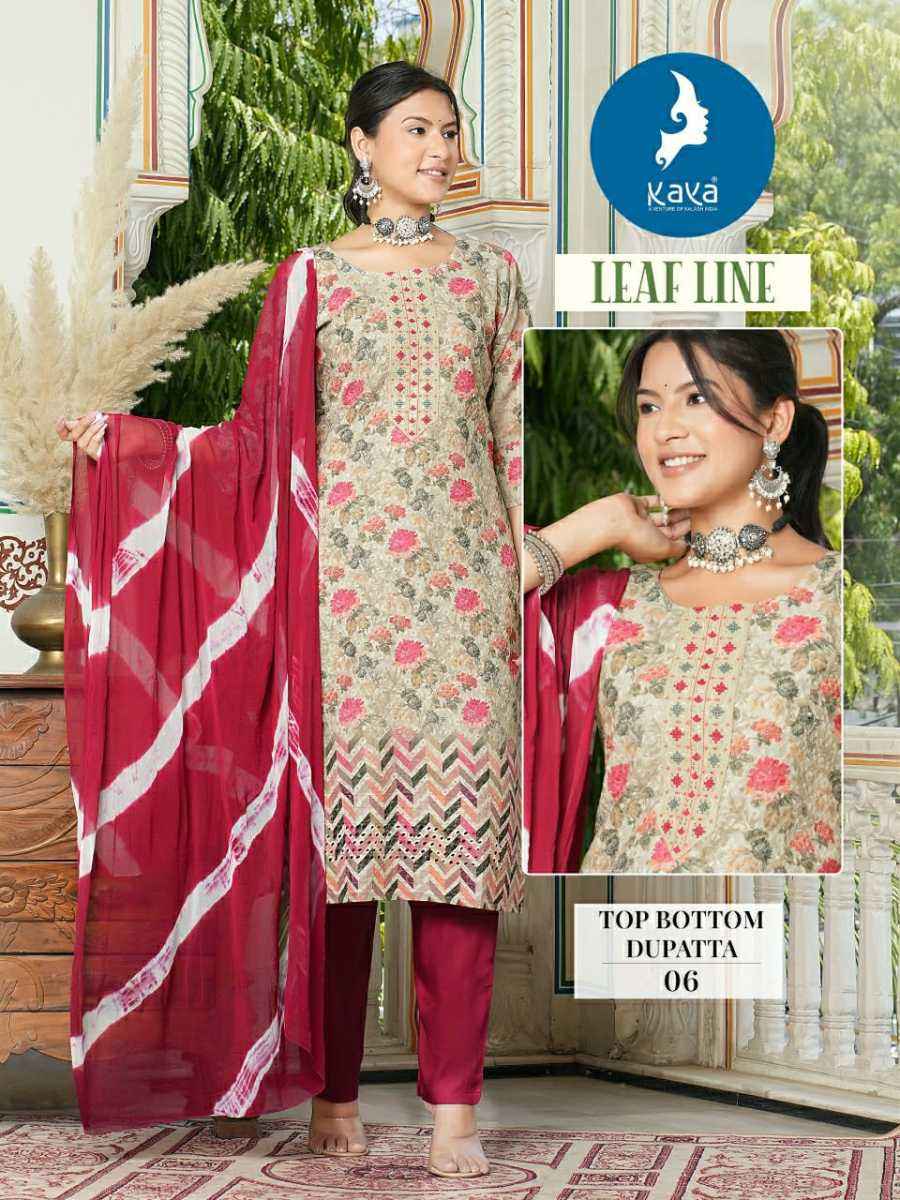 Kaya Leaf Line Cotton Chikan Kurti Combo 8 pcs Catalogue