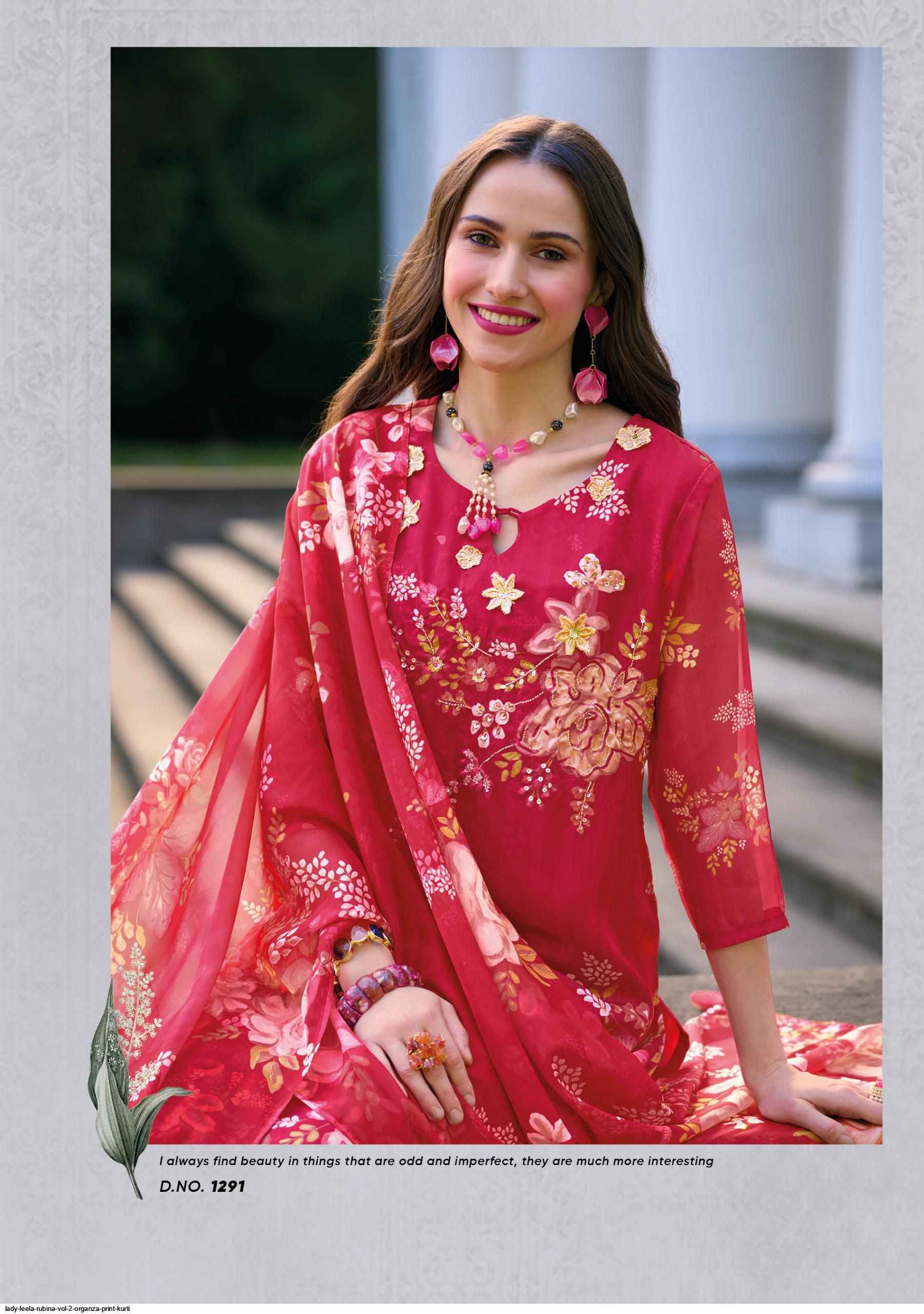 Lady Leela Rubina Vol 2 Organza Kurti Combo 6 pcs Catalogue