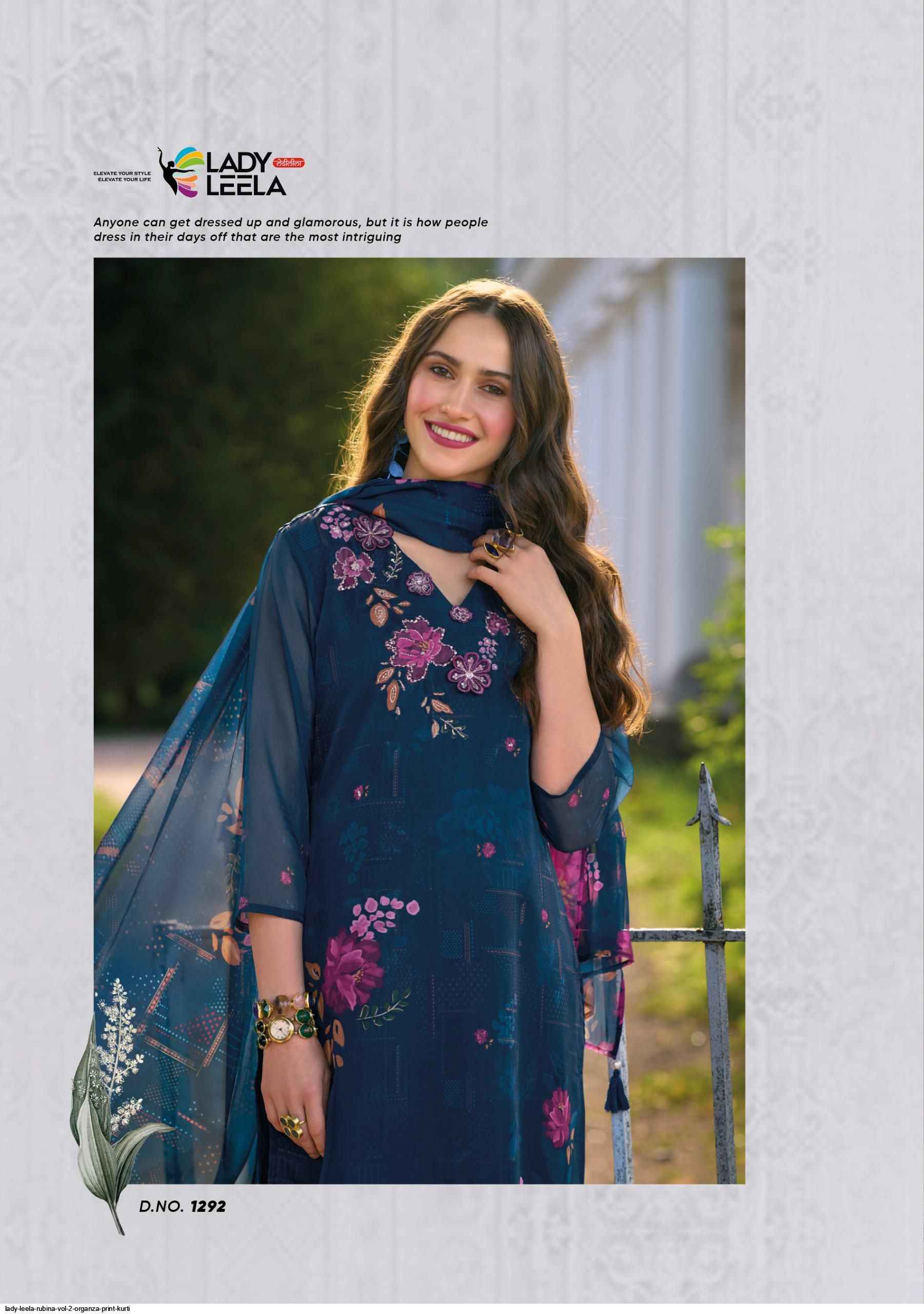 Lady Leela Rubina Vol 2 Organza Kurti Combo 6 pcs Catalogue