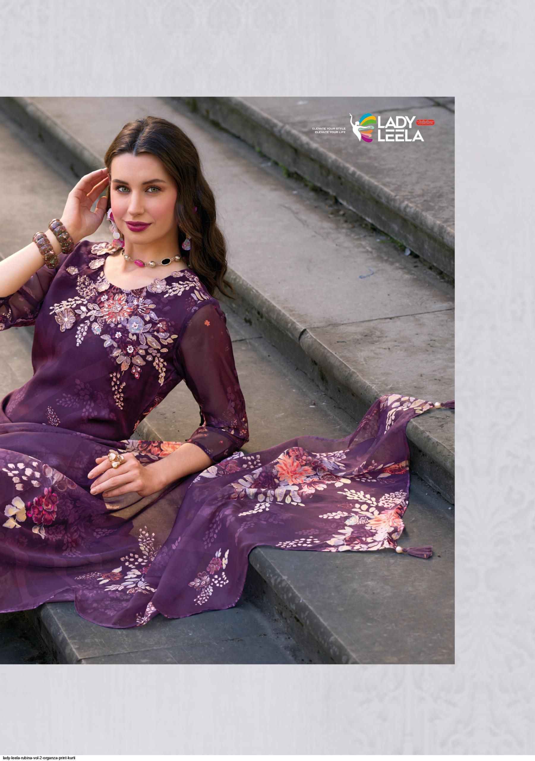 Lady Leela Rubina Vol 2 Organza Kurti Combo 6 pcs Catalogue