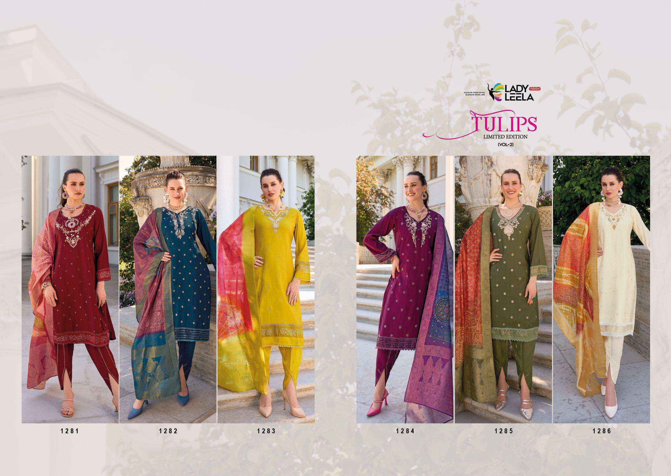 Lady Leela Tulips Vol 2 Viscose Silk Kurti Combo 6 pcs Catalogue