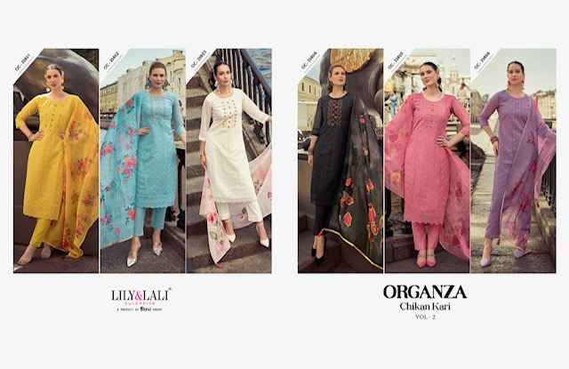 Lily & Lali Organza Chikan Kari Vol 2 Readymade Organza Dress 6 pcs Catalogue