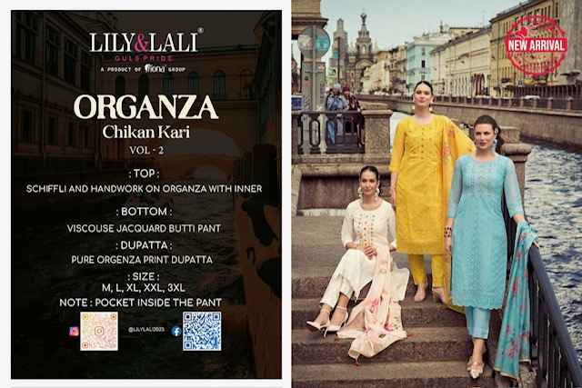 Lily & Lali Organza Chikan Kari Vol 2 Readymade Organza Dress 6 pcs Catalogue