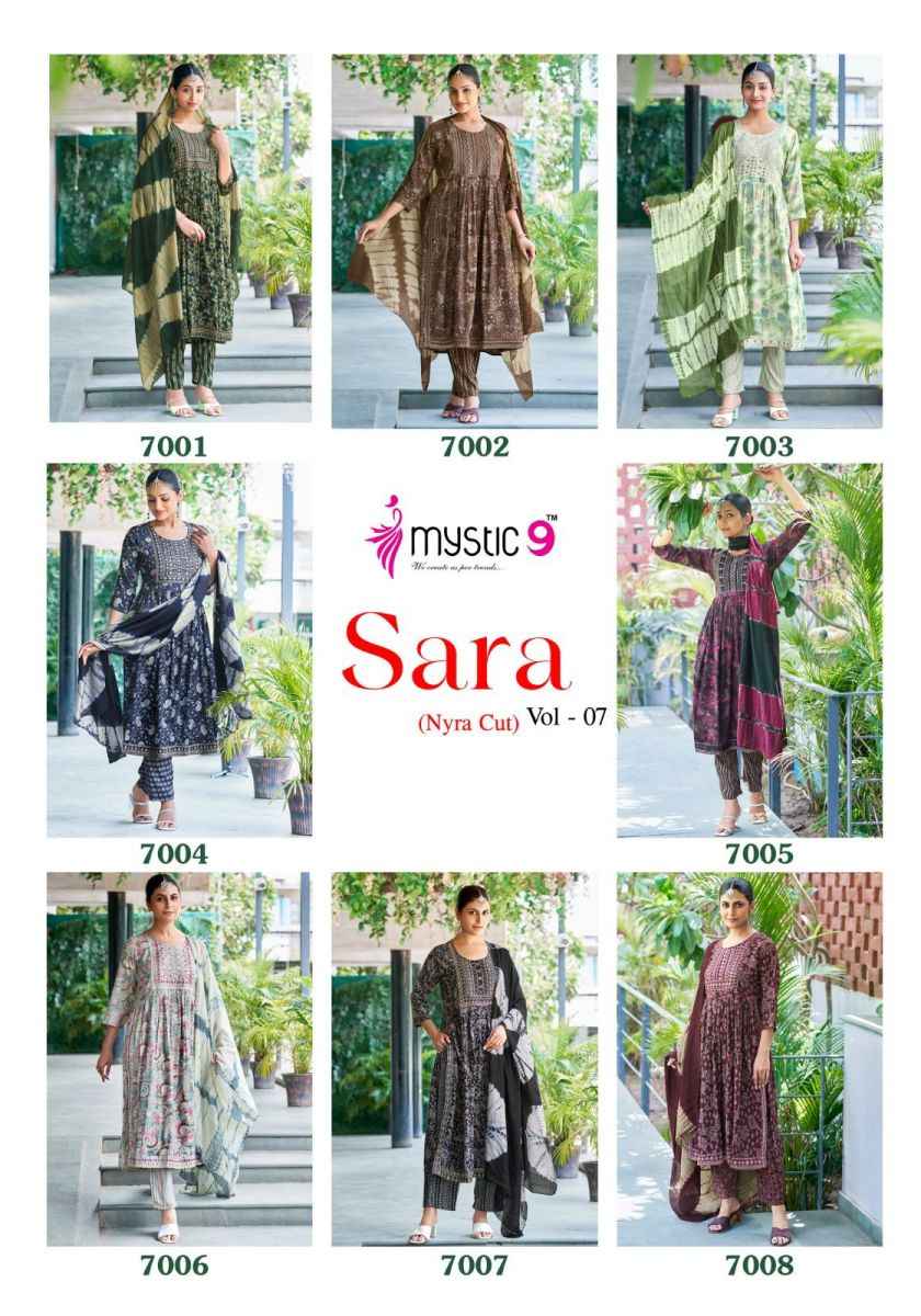 Mystic 9 Sara Vol-7 Readymade Rayon Dress 8 pcs Catalogue
