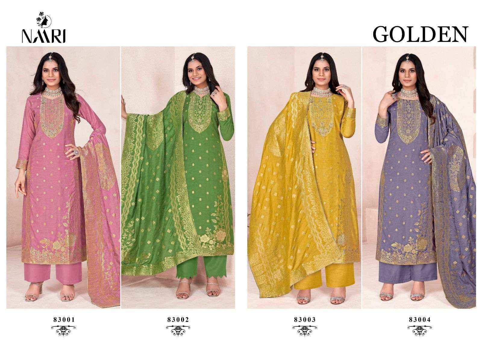 Naari Golden Dola Jacquard Dress Material 4 pcs Catalogue
