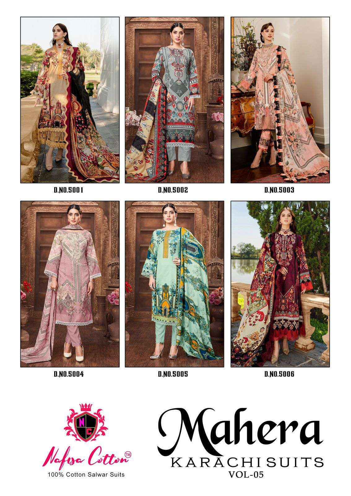 Nafisa Cotton Mahera Karachi Suits Vol 5 Cotton Dress Material 6 pcs Catalogue