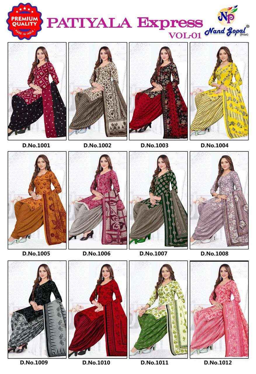 Nand Gopal Patiyala Express Vol 1 Cotton Dress Material 12 pcs Catalogue
