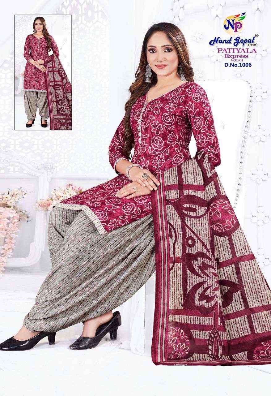 Nand Gopal Patiyala Express Vol 1 Cotton Dress Material 12 pcs Catalogue