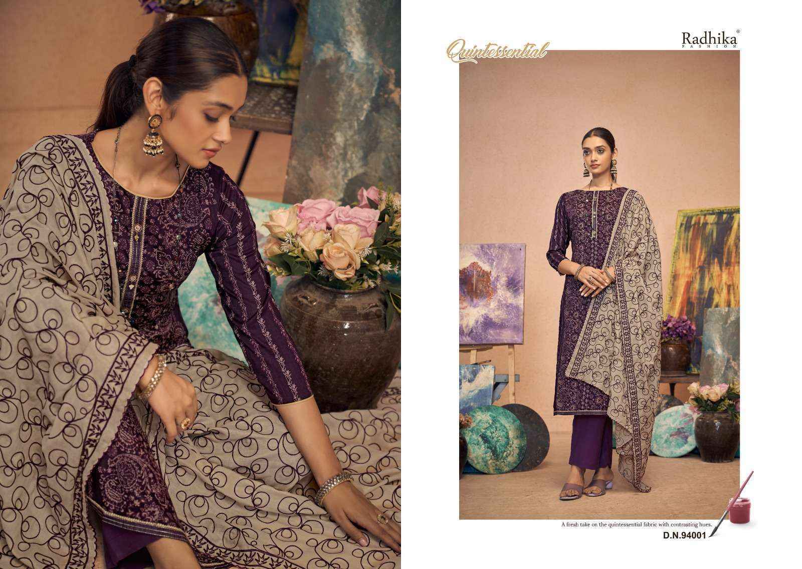 Radhika Fashion Azara Black Berry Vol 12 Cotton Dress Material 4 pcs Catalogue