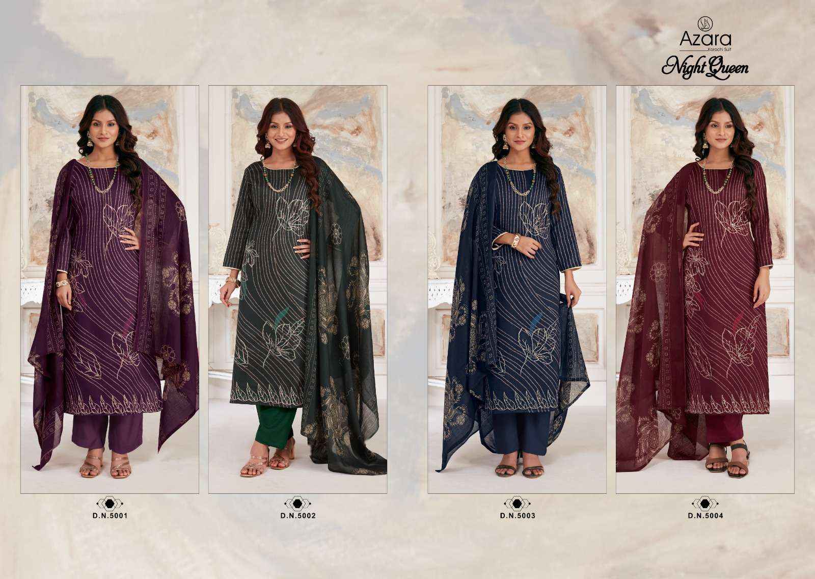 Radhika Fashion Azara Night Queen Jam Cotton Dress Material 4 pcs Catalogue