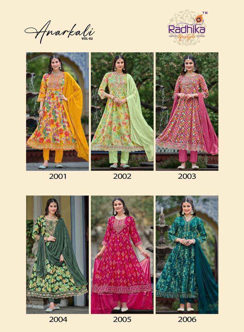 Radhika Lifestyle Anarkali Vol-2 Readymade Rayon Dress 6 Pc Catalog